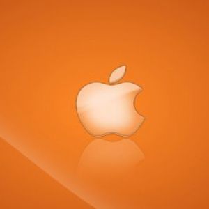 Turuncu Arka Planda Apple Logosu