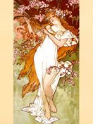 Çiçeklerle Art Nouveau Kadın