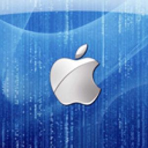 Mavi Arka Planda Apple Logosu