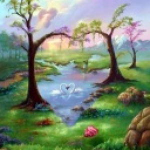Romantik Dolu Doğa Manzarası ile Kuğular