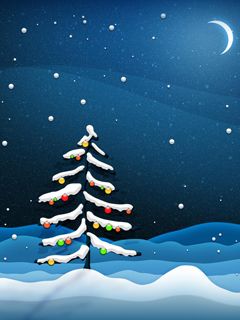Karla kaplı manzarada Noel Ağacı - wallpaper preview