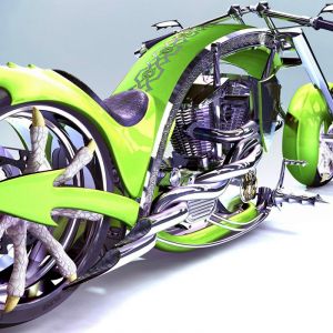 Fütüristik Yeşil Motosiklet