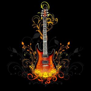 Çiçek Desenli Elektrik Gitar