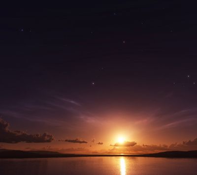 Etkileyici Gün Batımı Su Üzerinde - wallpaper preview