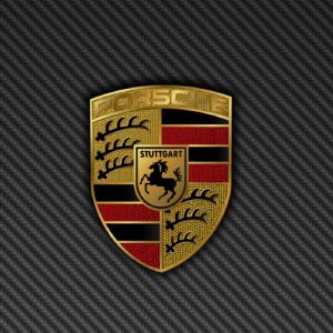 Karbon Arka Planda Porsche Logosu