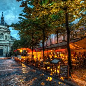 Büyüleyici Paris Caddesi Alacakaranlıkta